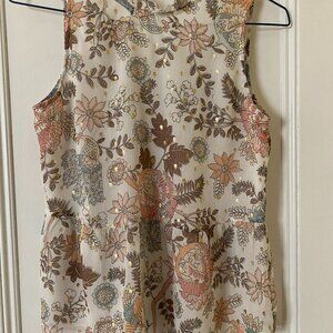 LOFT Floral Peblum Tie Sleeveless Top